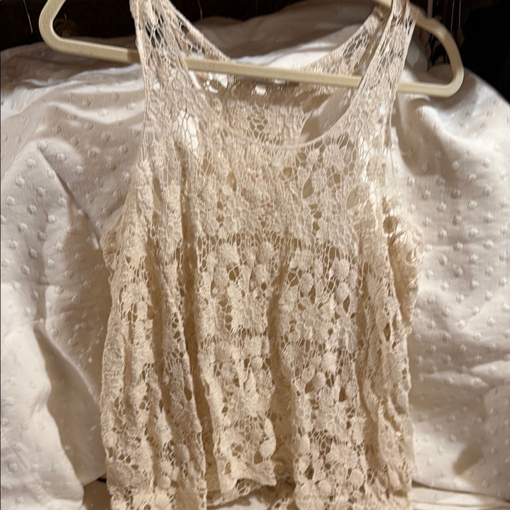 Cream Lace Tank Top